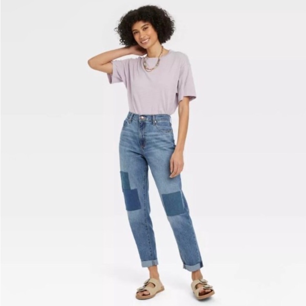 HIGH-RISE BOYFRIEND JEANS - UNIVERSAL THREAD™ MEDIUM WASH Size 00 Batchwork - Picture 3 of 3